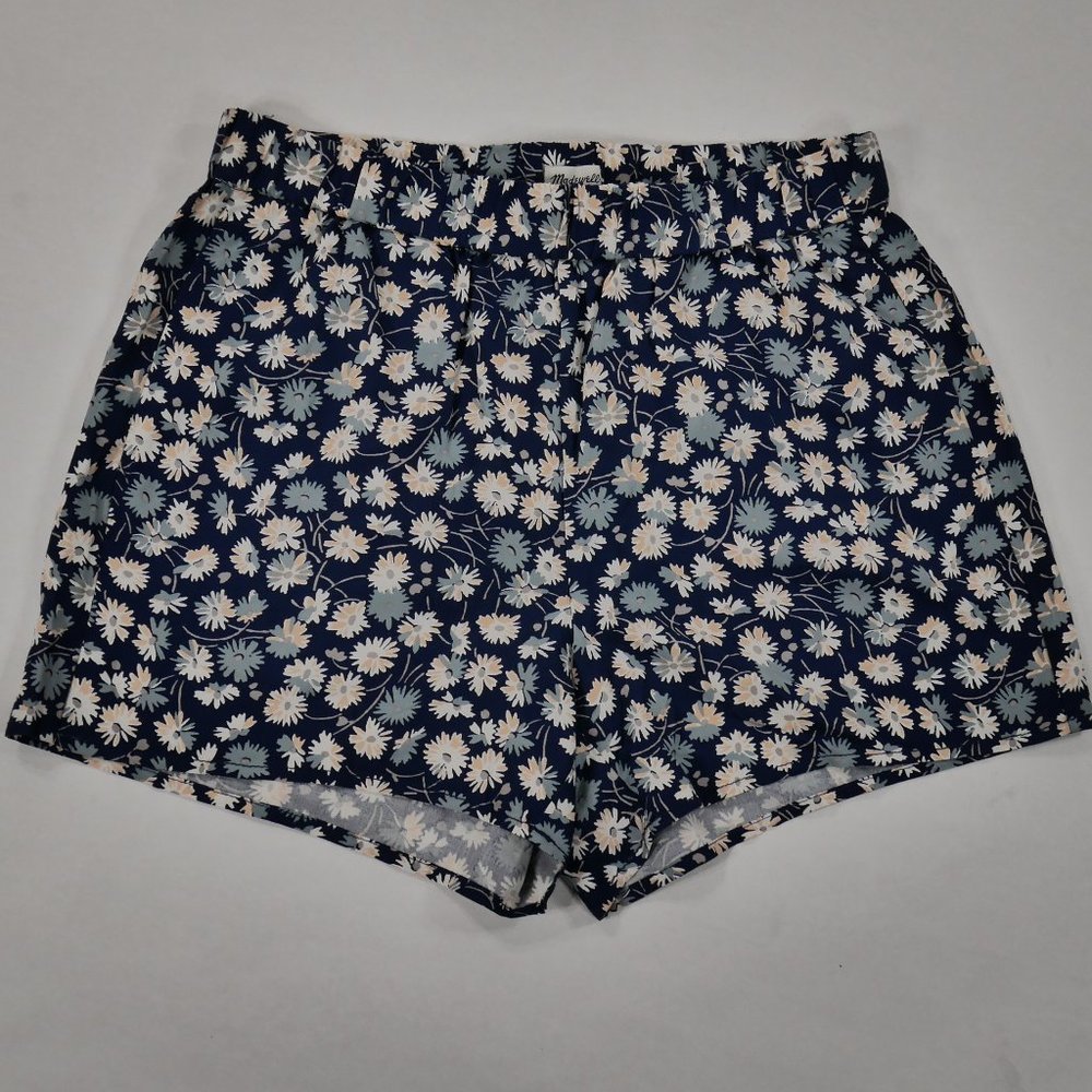 Madewell Drapey Pull-On Shorts in French Floral Blue Womens Size Small EUC